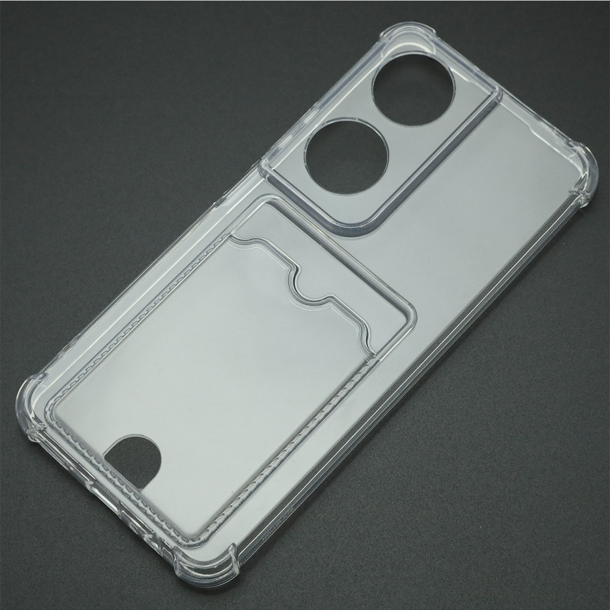 Чехол накладка CARD CASE для Honor X7b, защита камеры, силикон, отдел для карт, прозрачный