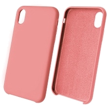 Чехол накладка Silicon Case для APPLE iPhone XR, силикон, бархат, цвет светло розовый.