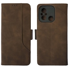 Чехол книжка NICE для XIAOMI Redmi 12C, POCO C55, экокожа, визитница, цвет коричневый