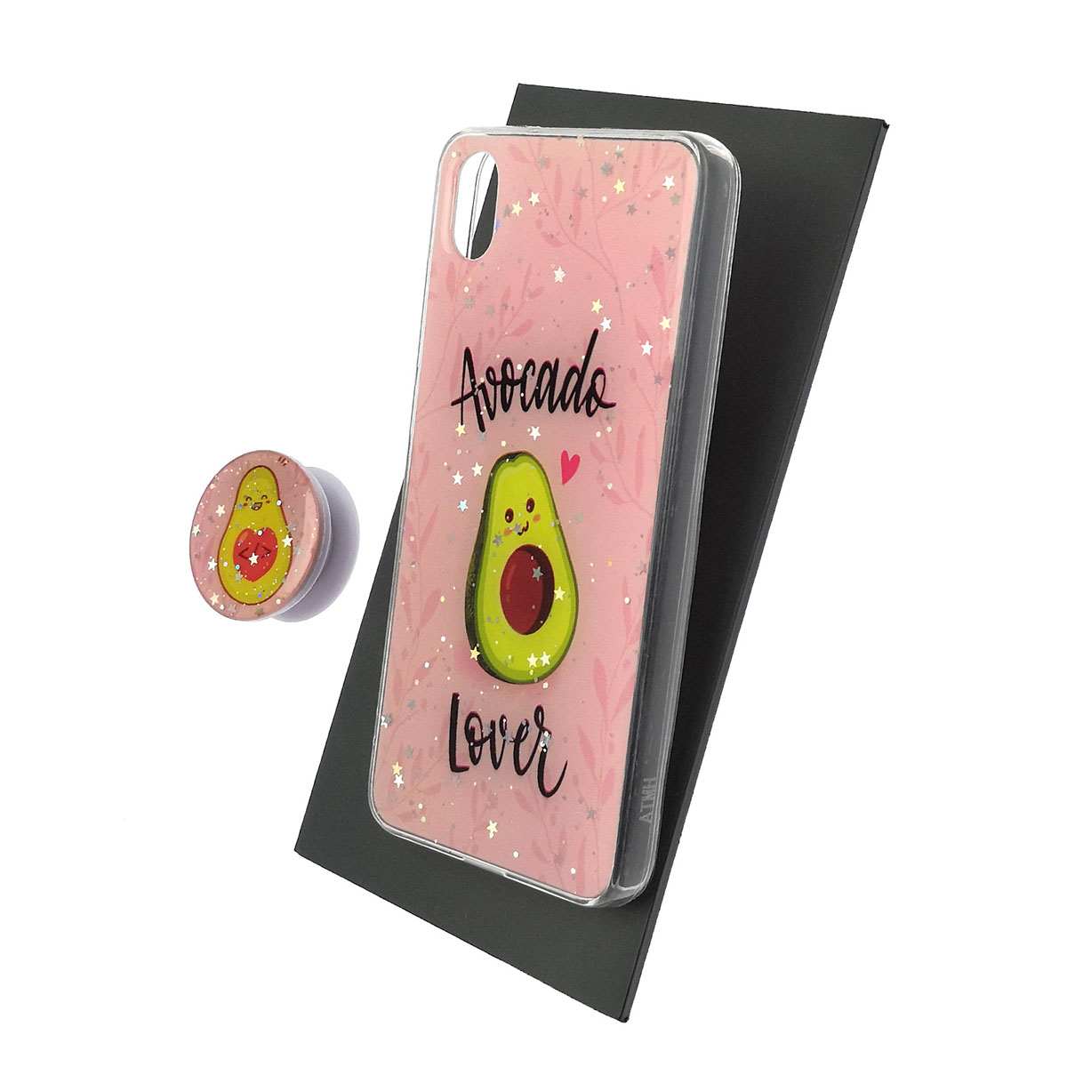Чехол накладка для XIAOMI Redmi 7A, силикон, фактурный глянец, с поп сокетом, рисунок Avocado