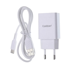 СЗУ (Сетевое зарядное устройство) EARLDOM ES-EU27 с кабелем Type-C, цвет белый