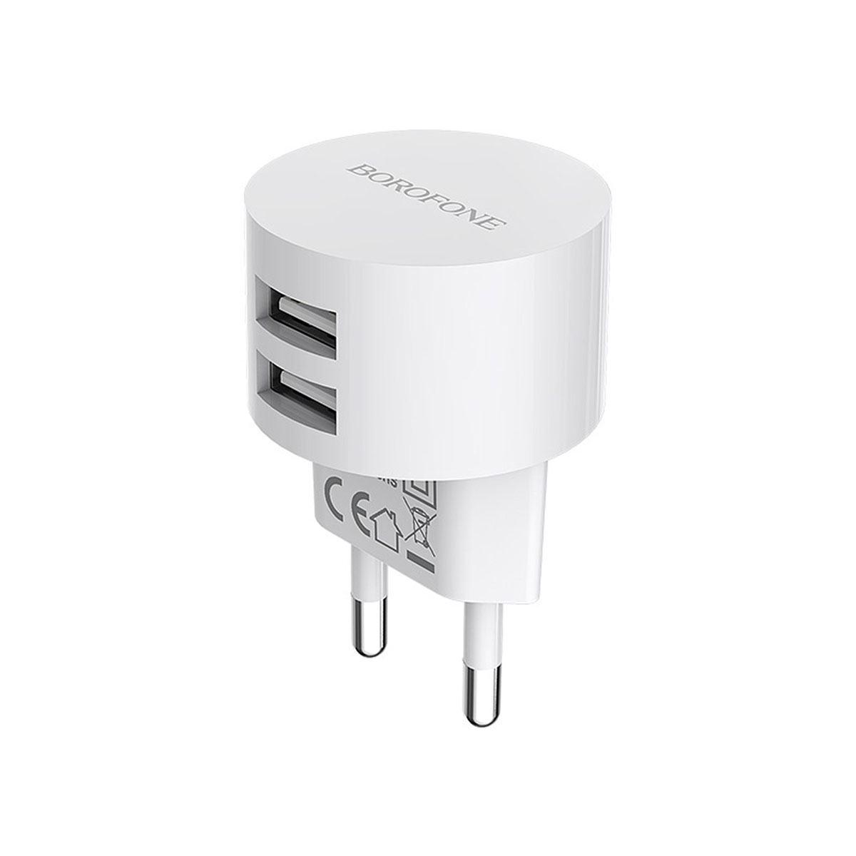 СЗУ (Сетевое зарядное устройство) BOROFONE BA23A Brilliant, 2.4A, 2 USB, цвет белый | Последняя цена