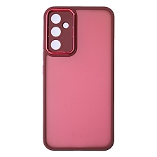 Чехол накладка KING для SAMSUNG Galaxy A34 5G, силикон, пластик, защита камеры, цвет окантовки бордовый