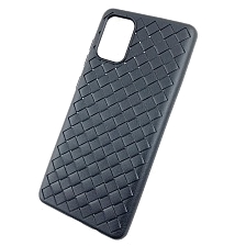 Чехол накладка для SAMSUNG Galaxy S20 (SM-G980), силикон, плетенный, цвет черный.