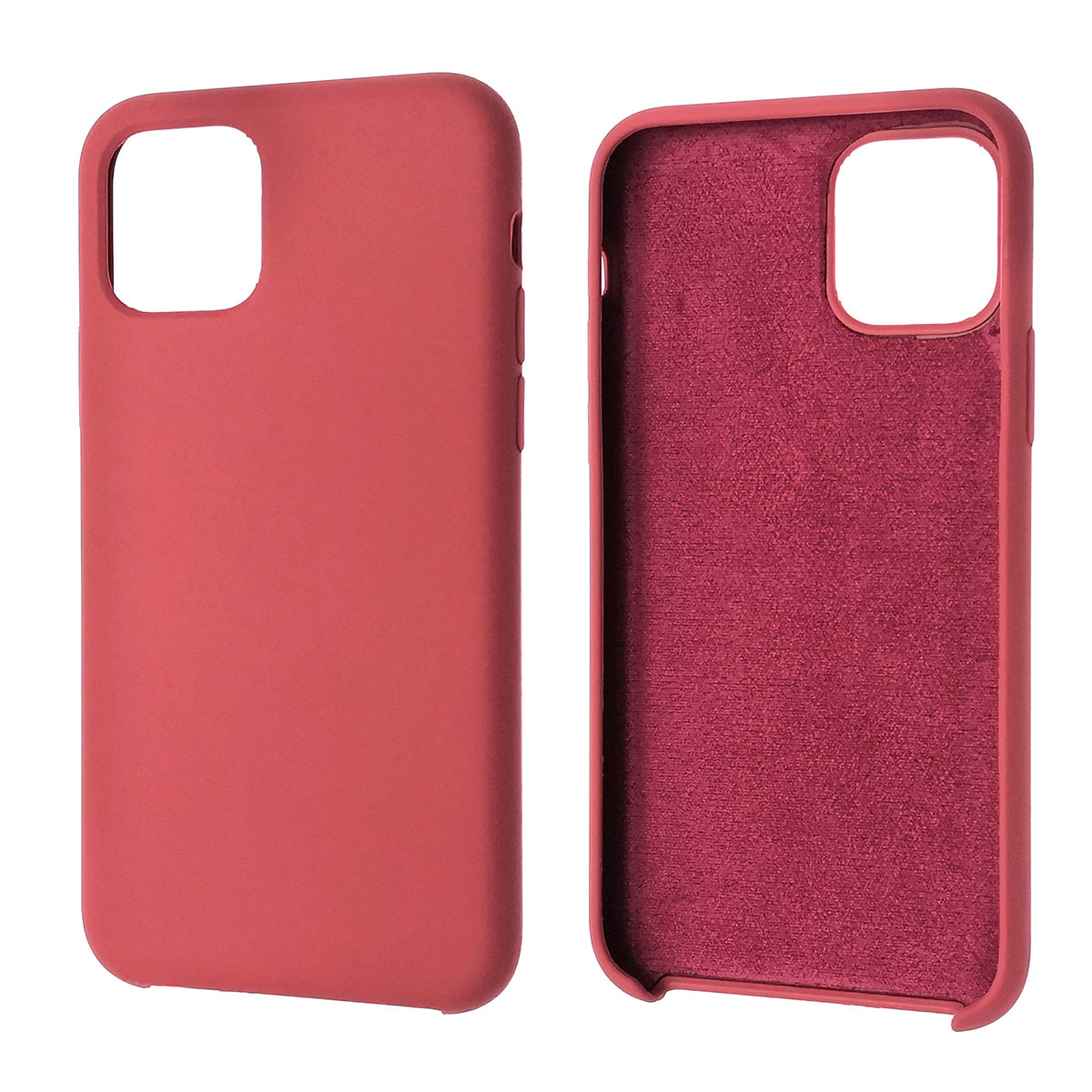 Чехол накладка Silicon Case для APPLE iPhone 11 Pro 2019, силикон, бархат,  цвет темно красный.