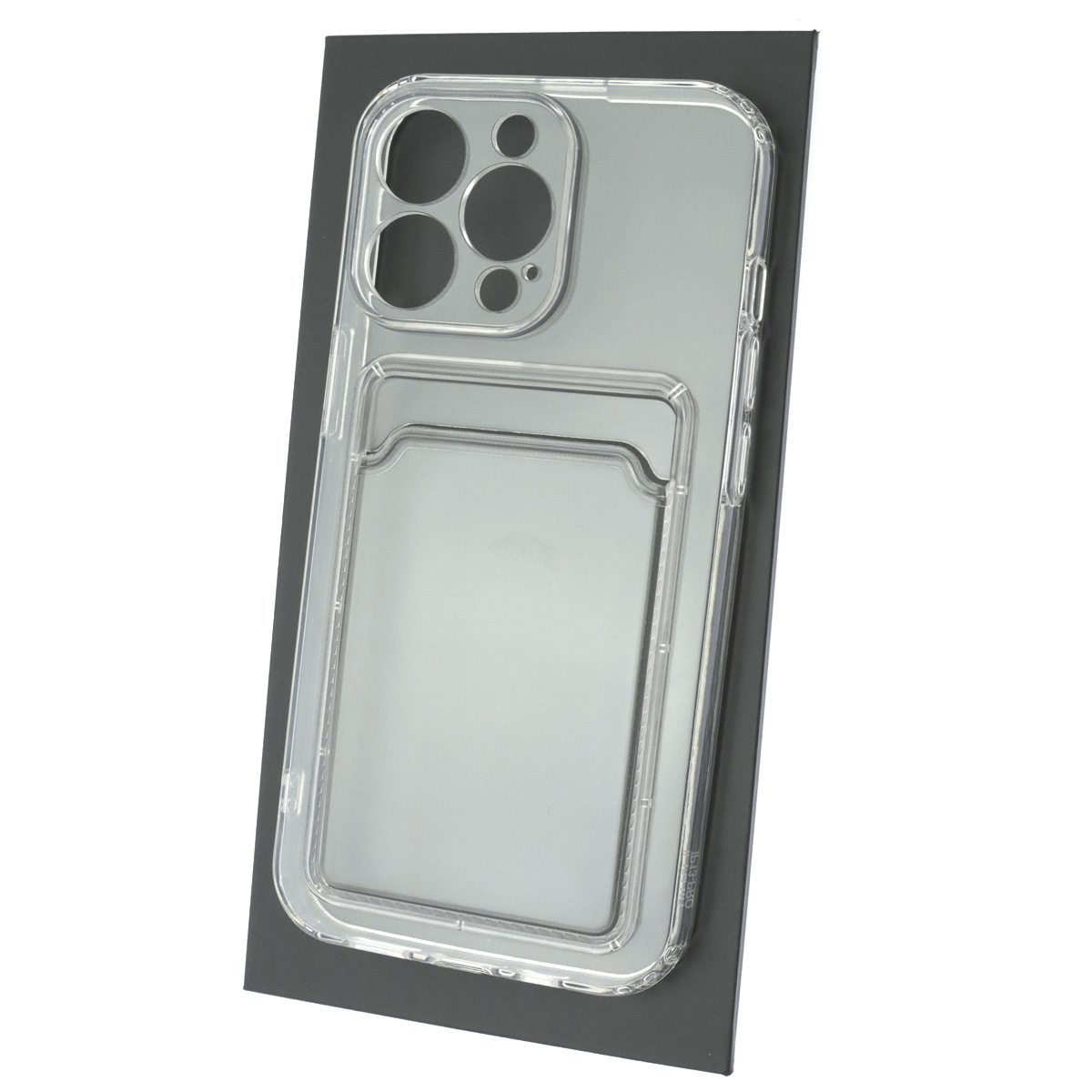 Чехол накладка CARD CASE для APPLE iPhone 13 Pro (6.1), силикон, отдел для карт, цвет прозрачный
