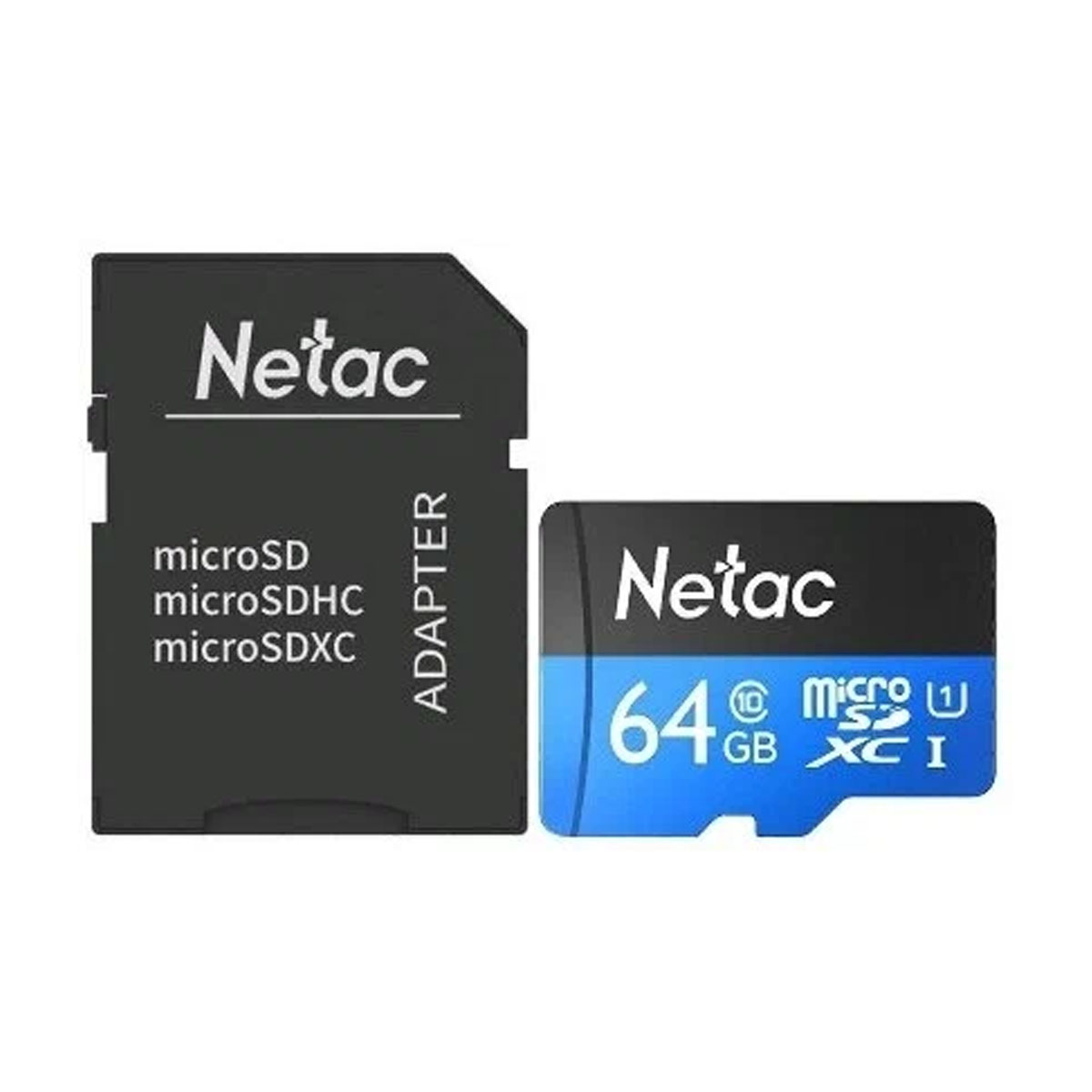 Карта памяти MicroSDXC 64GB NETAC P500 Standard Class 10 UHS-I, 90 Mb/s, SD адаптер