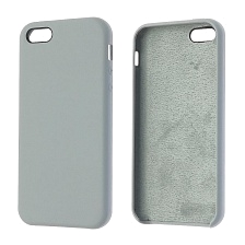 Чехол накладка Silicon Case для APPLE iPhone 5, 5G, 5S, SE, силикон, бархат, цвет светло серый