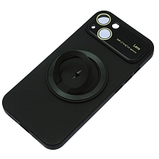 Чехол накладка с поддержкой MagSafe для APPLE iPhone 13, силикон, защита камеры, подставка, цвет черный