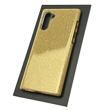 Чехол накладка Shine для SAMSUNG Galaxy Note 10 (SM-N970), силикон, блестки, цвет золотистый
