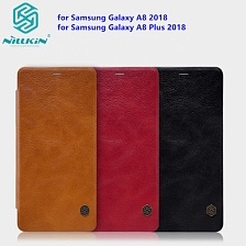 QIN чехол-книга Nillkin SAMSUNG Galaxy A8-plus 2018/A7 2018/A730 /кожа/ красный.