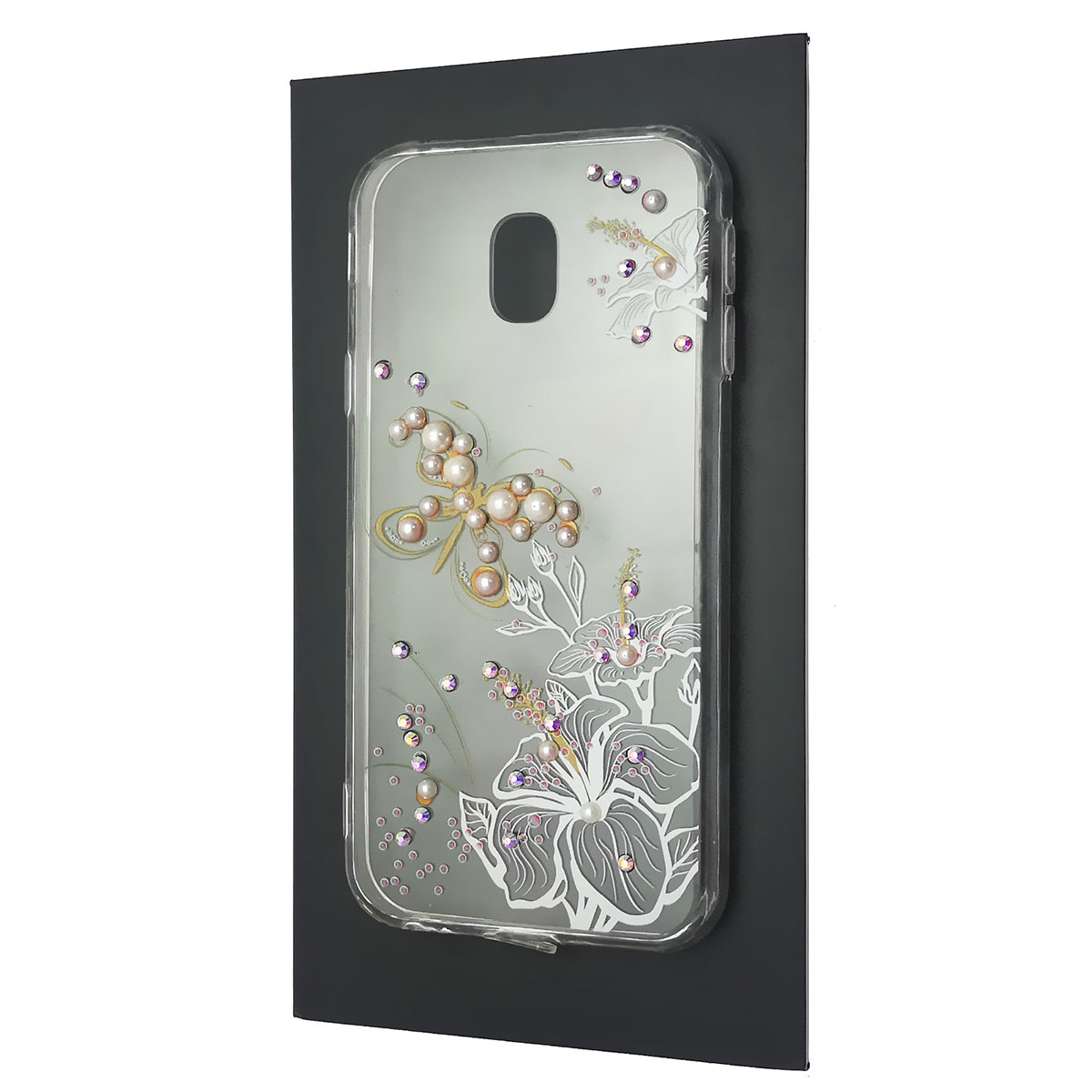 Чехол накладка для SAMSUNG Galaxy J3 2017 (SM-J330), силикон, стразы, рисунок цветы и бабочка. Чехол накладка для SAMSUNG Galaxy J3 2017 (SM-J330), силикон, стразы, рисунок цветы и бабочка.