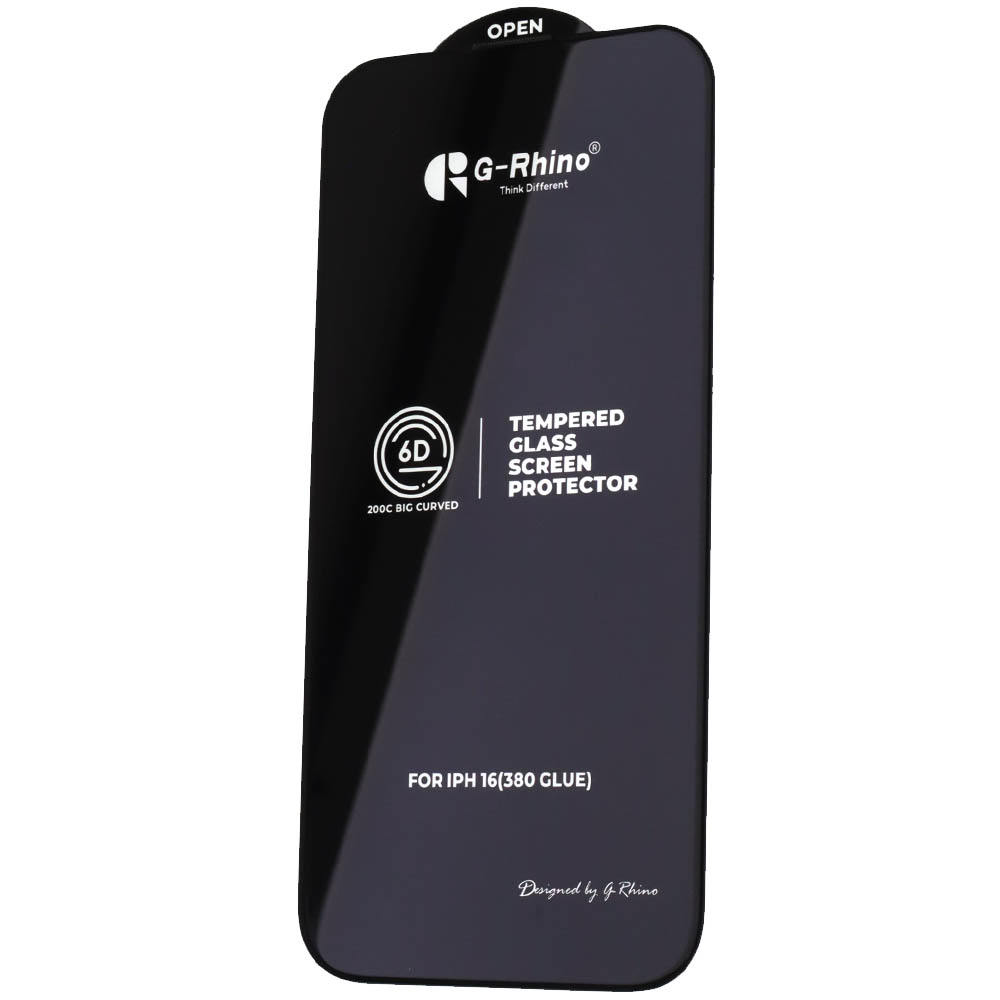 Защитное стекло 6D G-Rhino 200C для APPLE iPhone 15 (6.1"), APPLE iPhone 16 (6.1"), цвет окантовки черный (Тип 1)