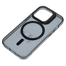 Чехол накладка Sky Armor с поддержкой MagSafe для APPLE iPhone 14 Pro, подставка, цвет прозрачно черный Чехол накладка Sky Armor с поддержкой MagSafe для APPLE iPhone 14 Pro, подставка, цвет прозрачно черный