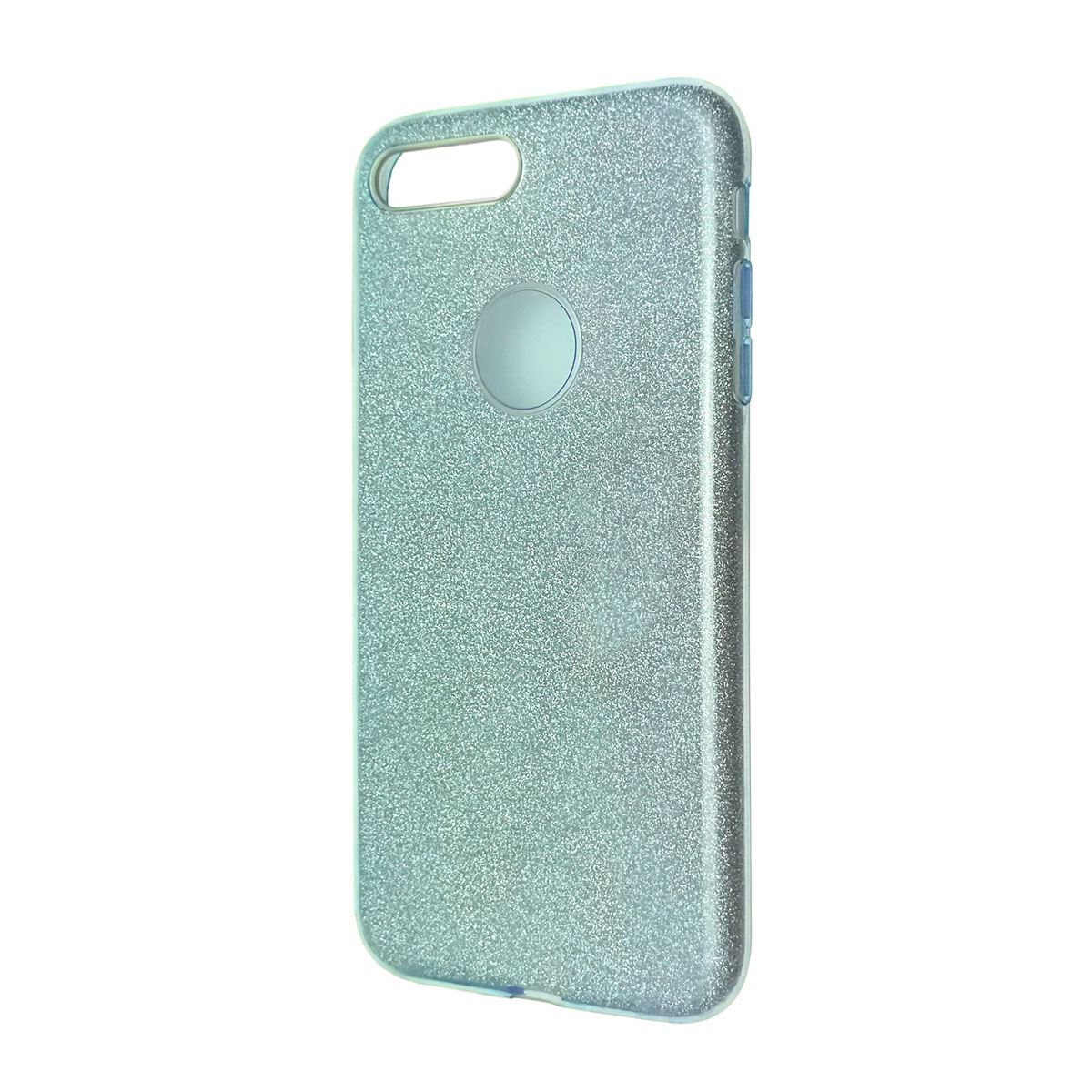 Чехол накладка для APPLE iPhone 7 Plus, силикон, блестки, цвет голубой.