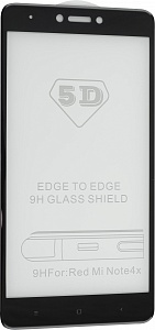 Защитное стекло "5D/9D" GLASS FULL GLUE для XIAOMI RedMi Note 4X, цвет канта черный.