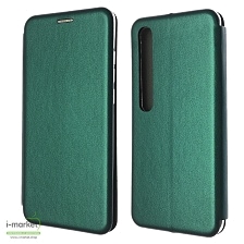 Чехол книжка STYLISH для XIAOMI Mi 10, Mi 10 Pro, экокожа, визитница, цвет темно зеленый.