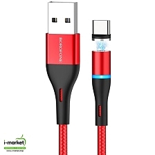 Магнитный кабель BOROFONE BU16 Magnetic, 3A, USB Type C, кабель 1.2 метра, цвет красный