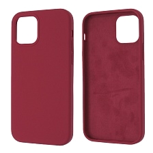 Чехол накладка Silicon Case для APPLE iPhone 12, iPhone 12 Pro, силикон, бархат, цвет бордовый