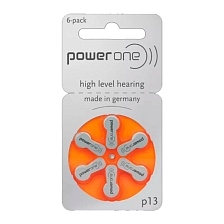 Батарейка POWERONE ZA13 BL6 Zinc Air 1.45V