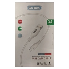 Кабель GO-DES GD-UC513TC USB Type C, 3A, длина 1 метр, цвет белый