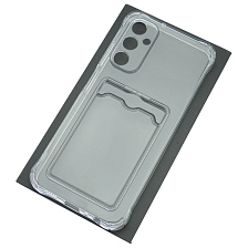 Чехол накладка CARD CASE для SAMSUNG Galaxy A05S, защита камеры, силикон, отдел для карт, цвет прозрачный