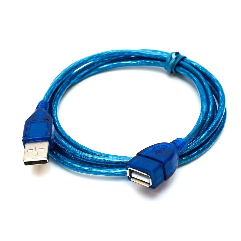 Кабель USB 2.0 AM-AF, длина 5.0 метров, с ферритовым фильтром, экранированный цвет синий