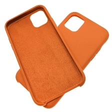 Чехол накладка Silicon Case для APPLE iPhone 11 Pro MAX 2019, силикон, бархат, цвет оранжевый.