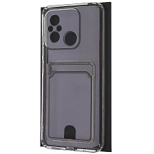 Чехол накладка CARD CASE для XIAOMI Redmi 12C, POCO C55, силикон, защита камеры, отдел для карт, цвет прозрачный Чехол накладка CARD CASE для XIAOMI Redmi 12C, POCO C55, силикон, защита камеры, отдел для карт, цвет прозрачный