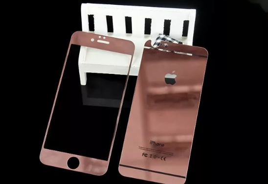 защитное стекло зеркальное для iPhone 6 PLUS 5,5 перед/зад роз, золотой.