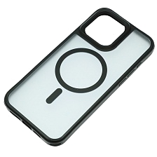 Чехол накладка Sky Armor с поддержкой MagSafe для APPLE iPhone 15 Pro Max, сменные уголки для шнурка, прозрачный, цвет окантовки черный