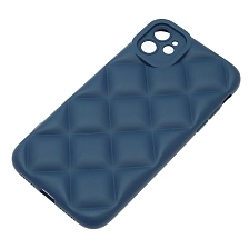 Чехол накладка для APPLE iPhone 11 (6.1"), силикон, 3D ромб, цвет темно синий