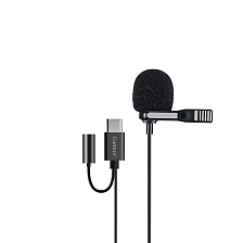 Всенаправленный петличный (на прищепке) микрофон Earldom ET-E39, с разъемом Type C, длина 2 метра, цвет черный
