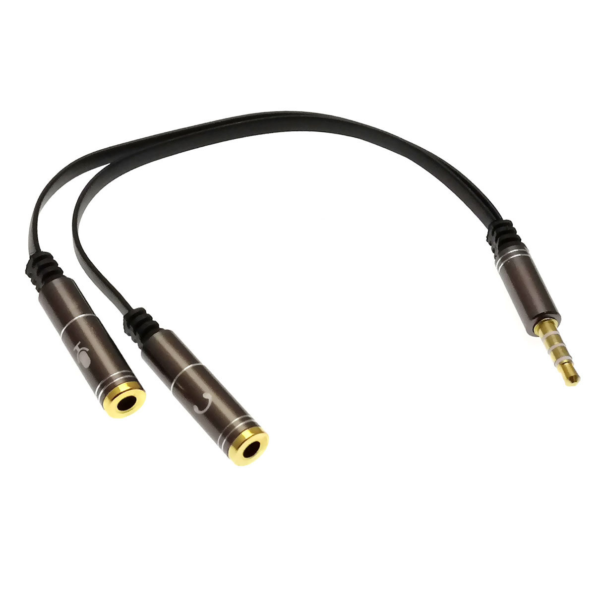 Разветвитель AUX AX02 на наушники 3,5 Jack и микрофон 3,5 Jack, резиновый с металлическими разъёмами, цвет черный