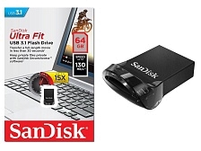 Флешка USB 3.1 64GB SanDisk Ultra Fit, цвет черный