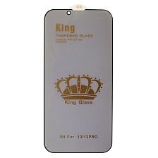 Защитное стекло Антишпион King Glass для APPLE iPhone 13 (6.1"), iPhone 13 Pro (6.1"), iPhone 14 (6.1"), цвет окантовки черный