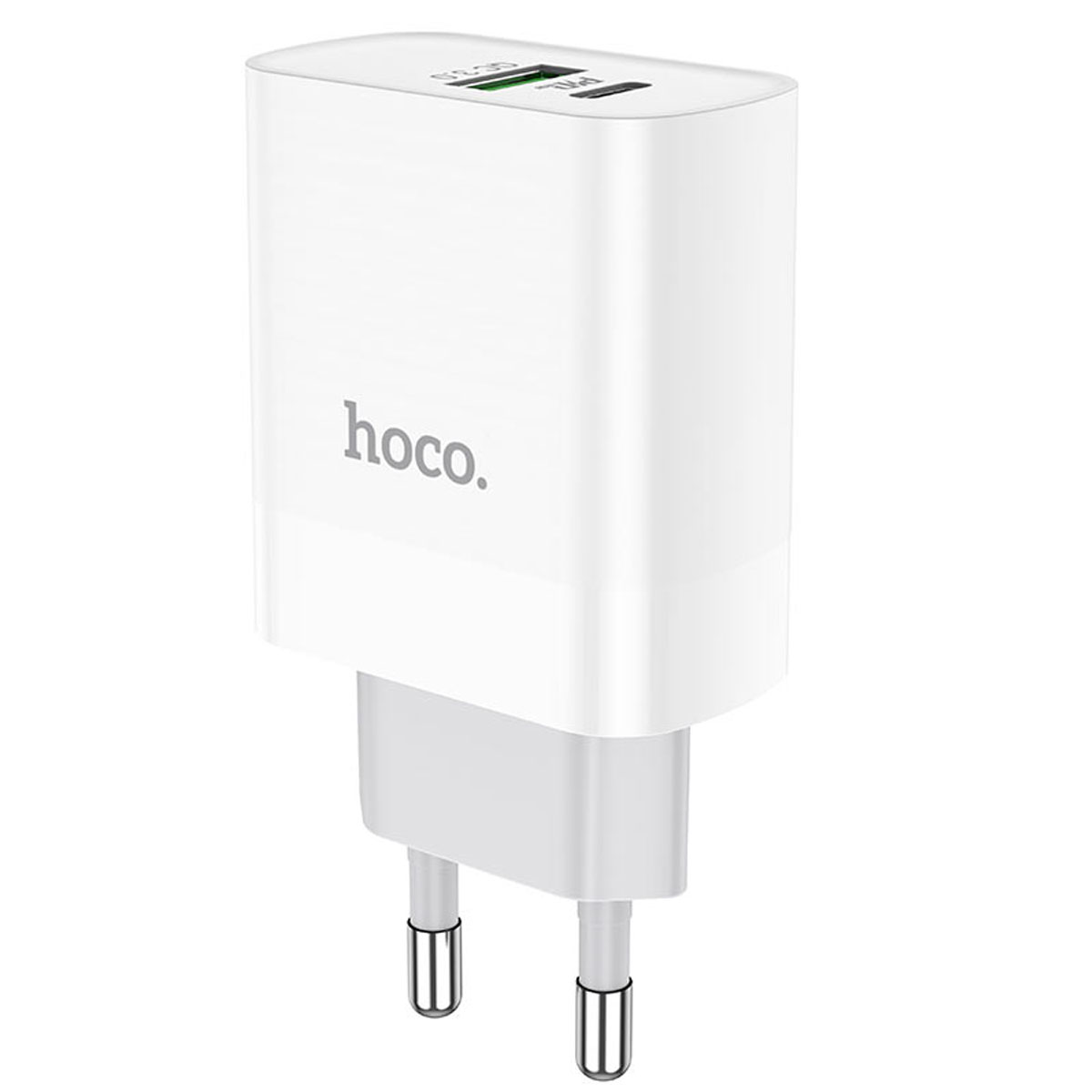 СЗУ (Сетевое зарядное устройство) HOCO C80A Rapido, 20W, 1 USB Type C, 1 USB, QC3.0, PD20W, цвет белый