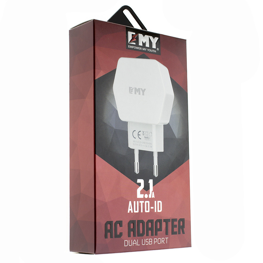 СЗУ EMY MY-261 DC 5V - 2.1A (10W) 2xUSB цвет белый + кабель Apple lightning 8 pin 1 метр TIGER | ВСЁ ПО 300 СЗУ EMY MY-261 DC 5V - 2.1A (10W) 2xUSB цвет белый + кабель Apple lightning 8 pin 1 метр TIGER | ВСЁ ПО 300