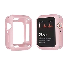 Чехол для APPLE Watch 1, 2, 3, 38 мм, силикон, мягкий, цвет розовый.