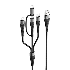 BOROFONE BX32 Munificent, кабель 4 в 1 APPLE Lightning - 2 шт., Micro-USB, Type-C USB-C, 1 метр, цвет черный.