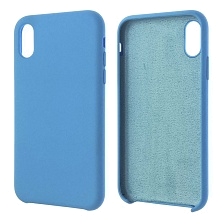 Чехол накладка Silicon Case для APPLE iPhone XR, силикон, бархат, цвет голубой.