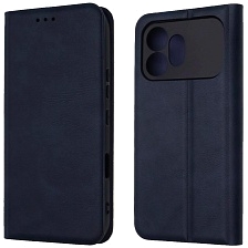 Чехол книжка для Honor 600, защита камеры, экокожа, силикон, бархатная подложка, визитница, цвет темно синий