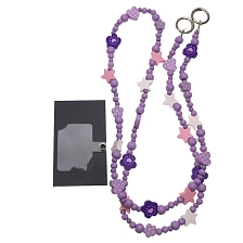 Шнурок для смартфона на шею, форма сердечка и ромашки, цвет сиреневый | Все по 150