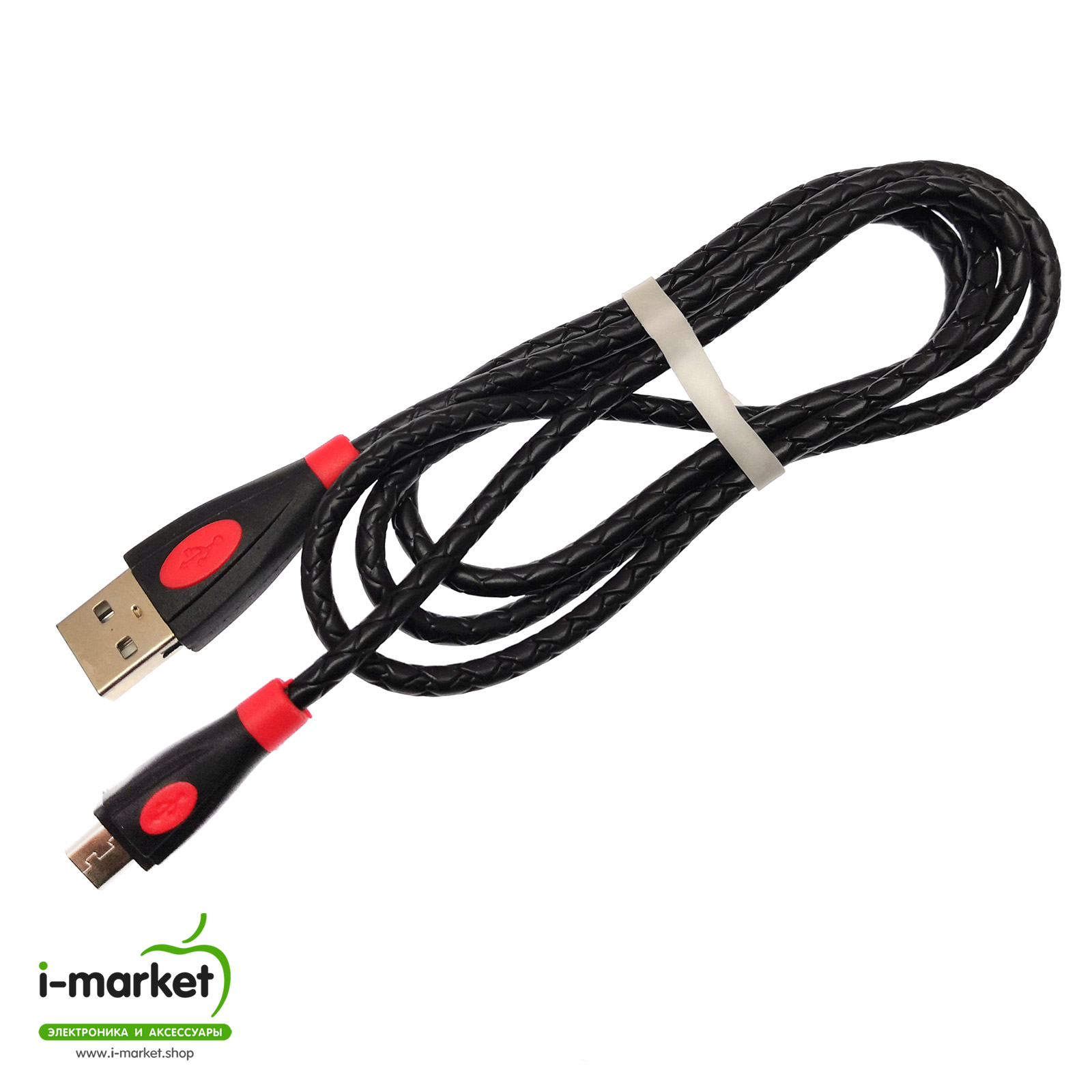 USB Дата кабель Micro USB, силиконовый, текстурированная оплетка, длина 1 метр, цвет черный RED.