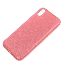 Чехол накладка Shine для HUAWEI Y5 2019, силикон, блестки, цвет коралловый.