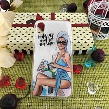 Чехол накладка для APPLE iPhone X, XS, силикон, рисунок девушка VOGUE Wake up.
