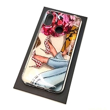 Чехол накладка для XIAOMI REDMI 6 PRO, MI A2 LITE, силикон, рисунок Туфли и Цветы.