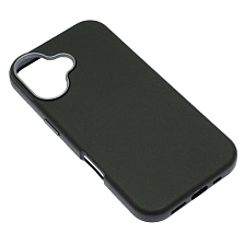 Чехол накладка VICTORIA для APPLE iPhone 16, силикон, пластик, текстура кожи, бархат, цвет черный