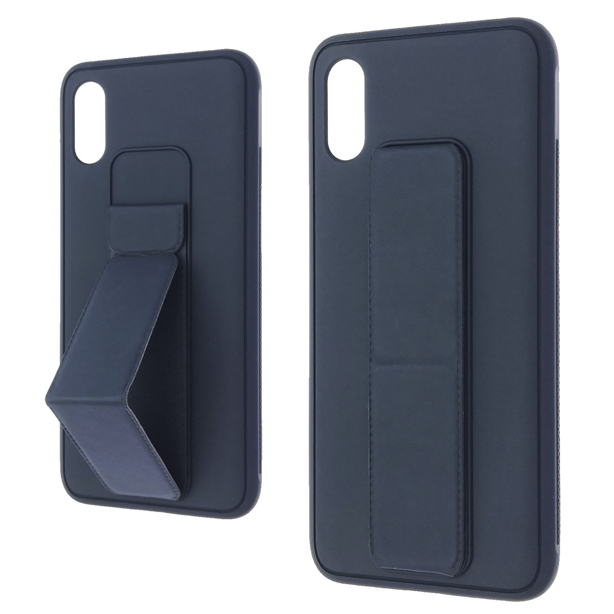 Чехол накладка STAND для XIAOMI Redmi 9A, подставка, магнит, экокожа, цвет темно синий