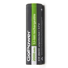 АКБ (аккумуляторная батарея) GoPower, IRC 18650, 3.7V, 2000 mAh АКБ (аккумуляторная батарея) GoPower, IRC 18650, 3.7V, 2000 mAh